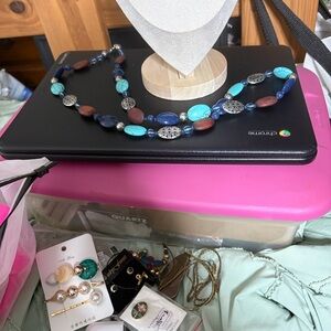 Chaps Turquoise and Blue Necklace with Silver Accents